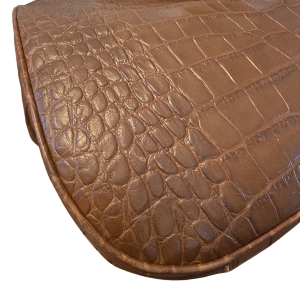 Furla Vintage Croc-Embossed Leather Dome Satchel Bag - Picture 9 of 16
